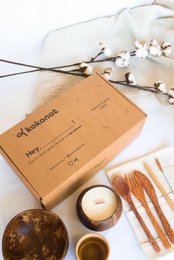Coconut Cutlery Pack | Spoon, fork and knife - 19 cm | Reusable & Ecofriendly