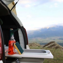Évier pliable en silicone pour camping - Planche à découper portable