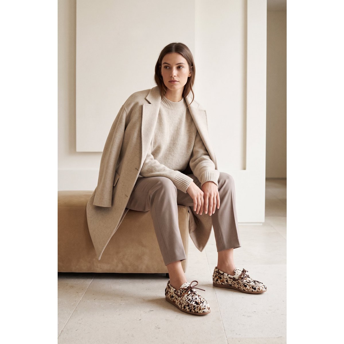 KAI COW PRINT – Leren bootschoenen met haar erop