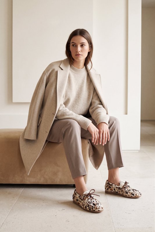 KAI COW PRINT – Leren bootschoenen met haar erop