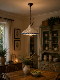 39 cm chandelier with blue ceramic edge chain