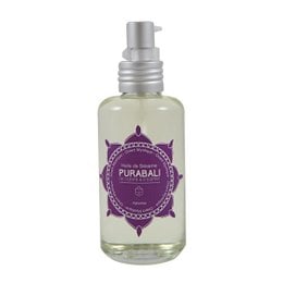 Purifying sesame oil, a body oil available in 100 ml and 250 ml sizes, with variants including Benjoin de Java, Agrumes, and Vanille de Kintamani scents.