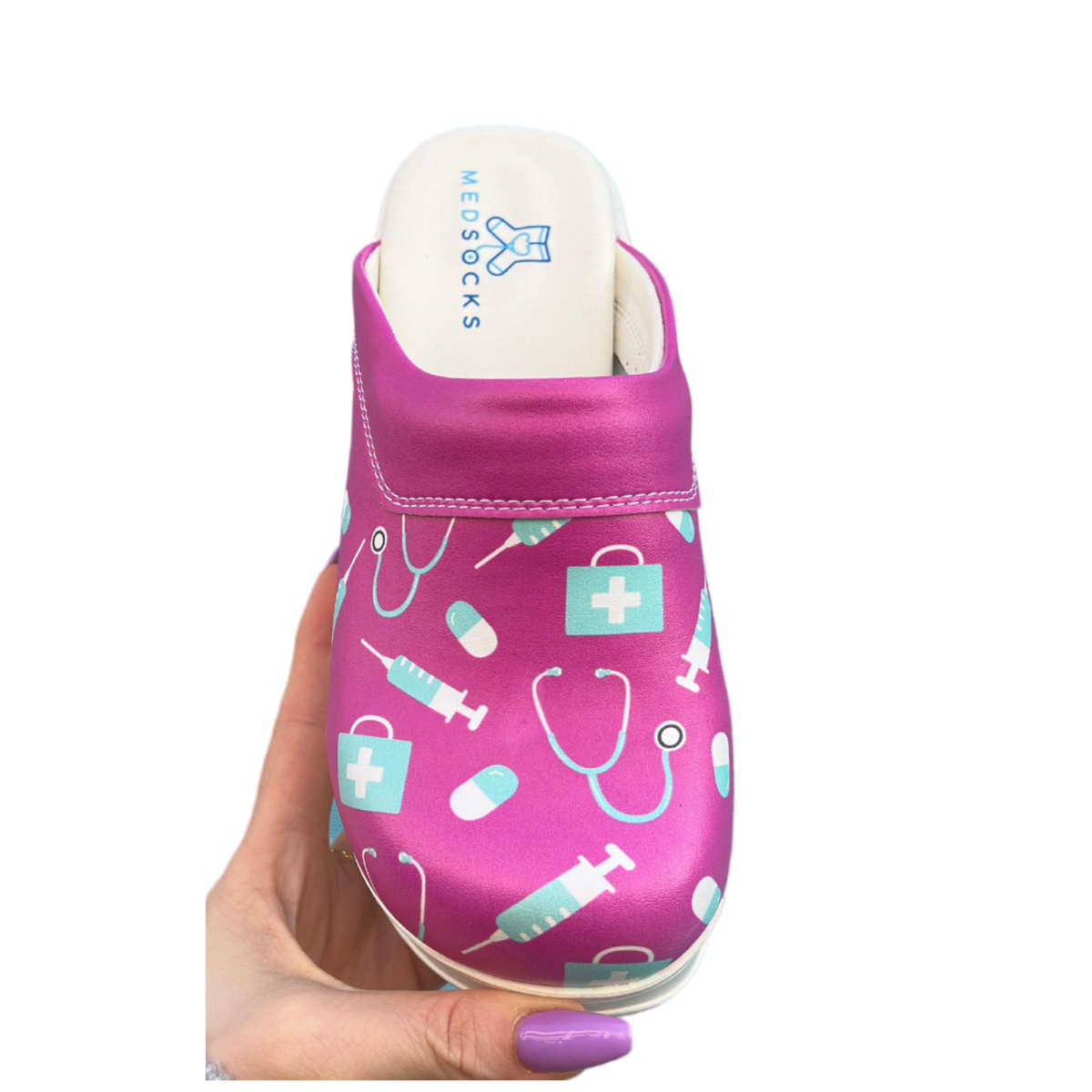 Care fuchsia airmeds clogs