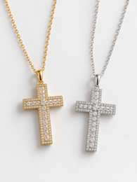 Stralende dubbele rij Moissanite kruisketting