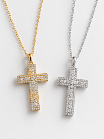 Stralende dubbele rij Moissanite kruisketting