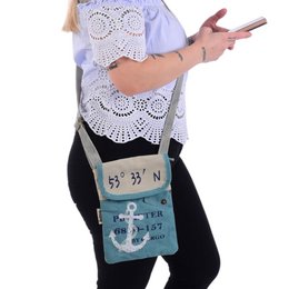 Sunsa women's shoulder bag. Maritime style shoulder bag. Canvas handbag. small crossbody bag for women.