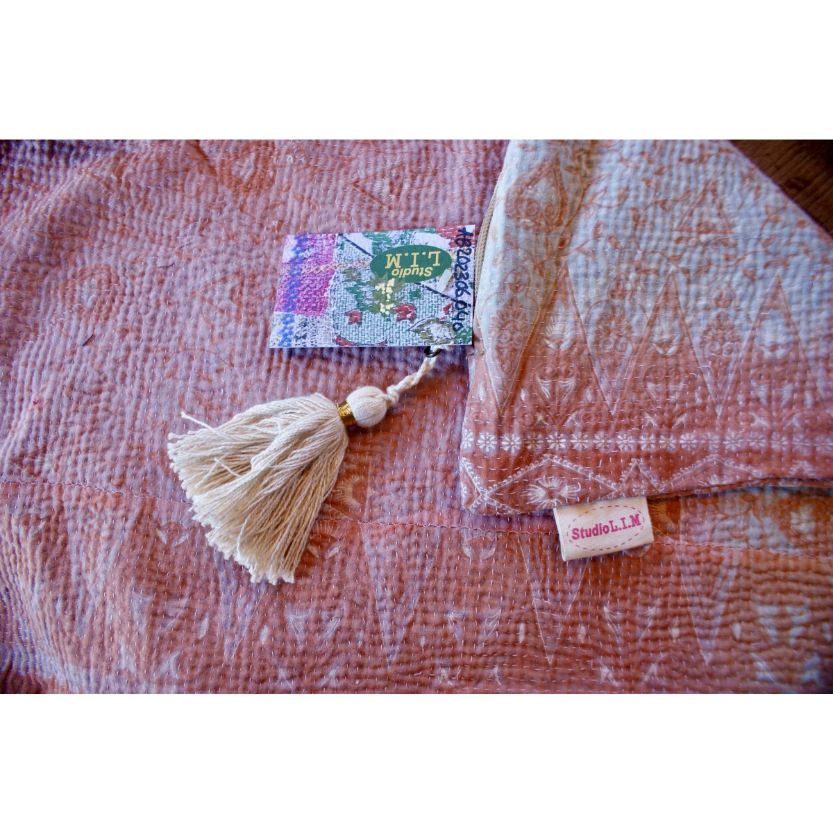 Cushion Cover Vintage Kantha 40x60 cm soft pink