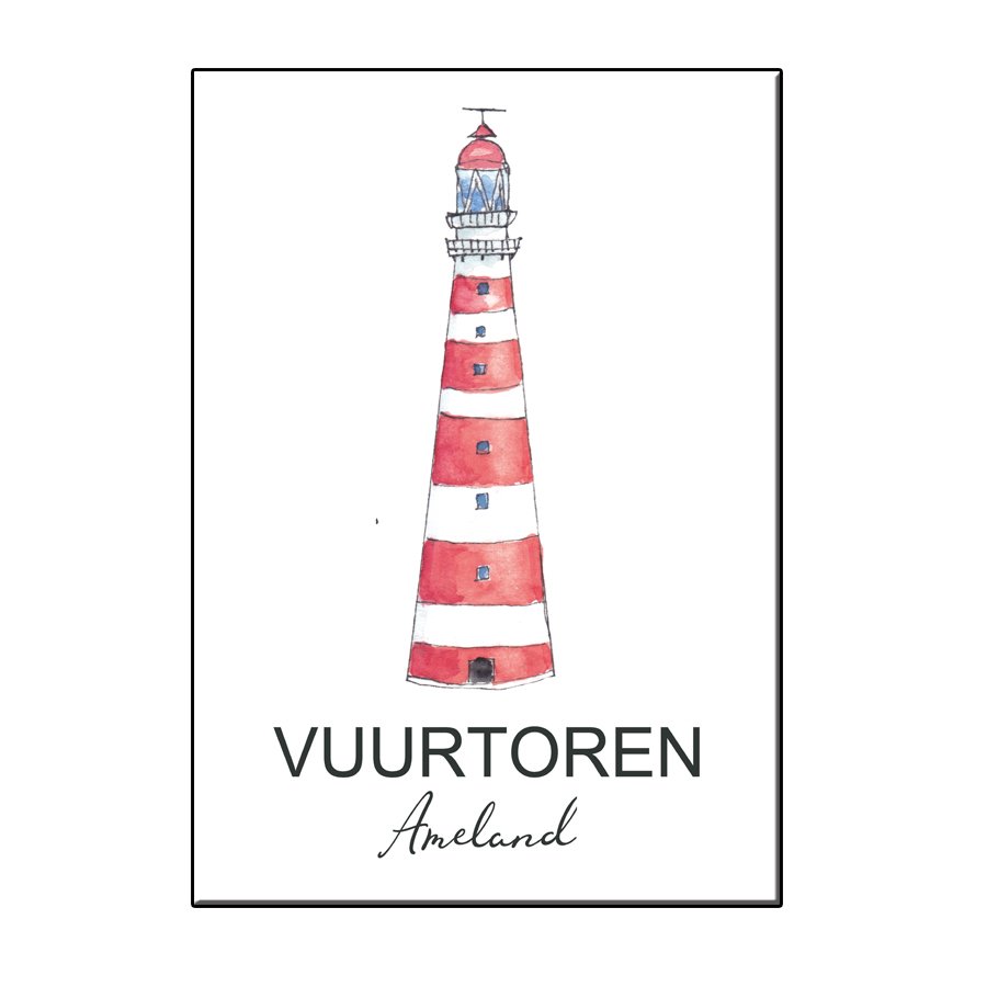 A6 STAD ICOON VUURTOREN AMELAND KAART