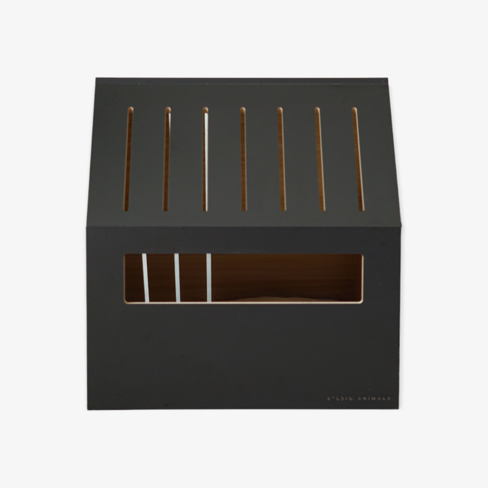 Kattenhuis | hout | katoen | zwart | 75 x 50 x 53 cm