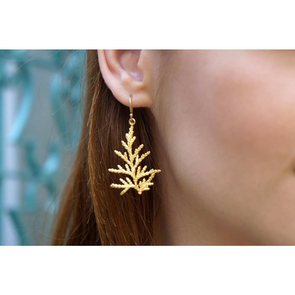 Cypress Leaf Earrings: Lightweight Dangle - Gold or Silver