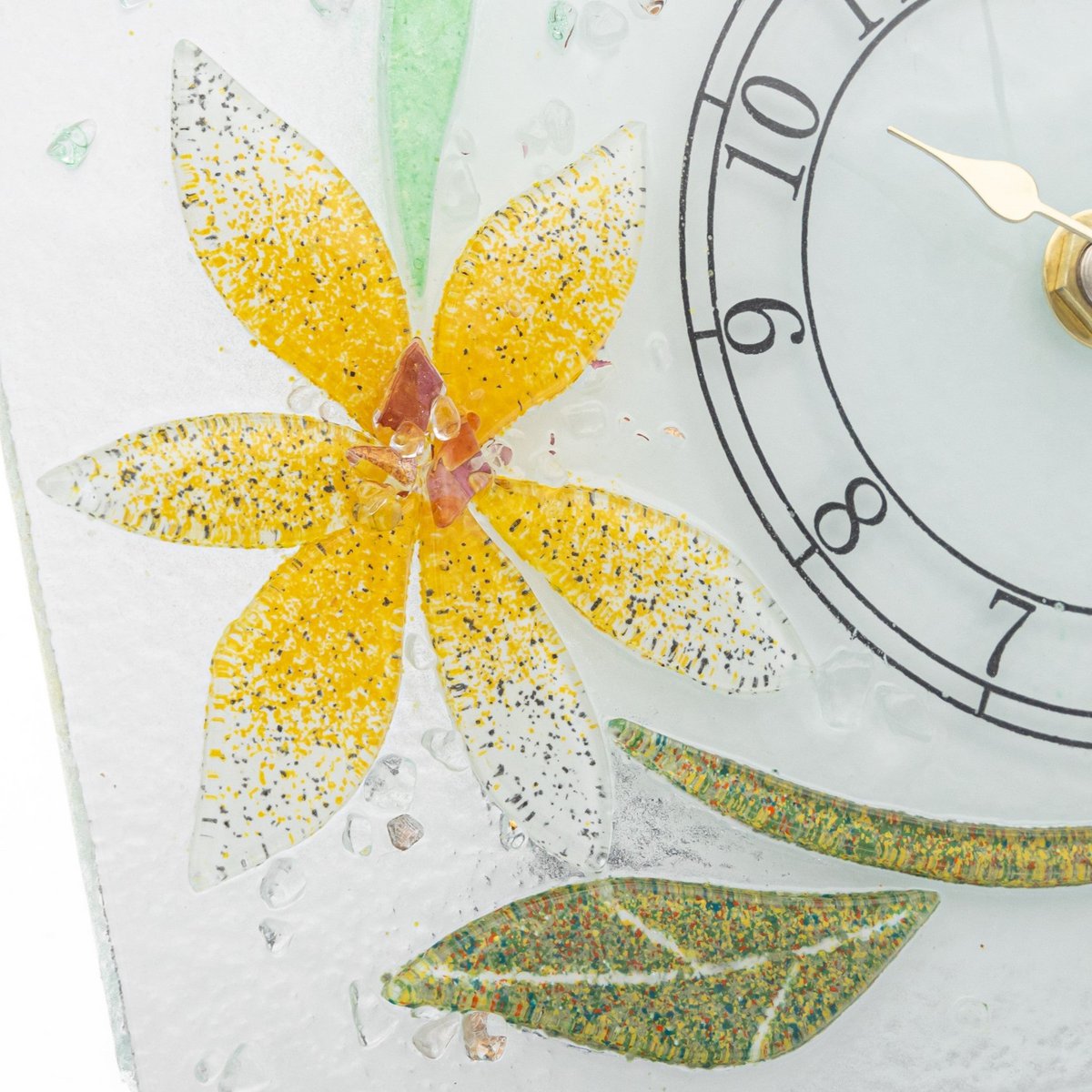 Murano Glass rechthoekig tafelwacht, cadeau -idee, bloemengouden decoratie cm.18x15