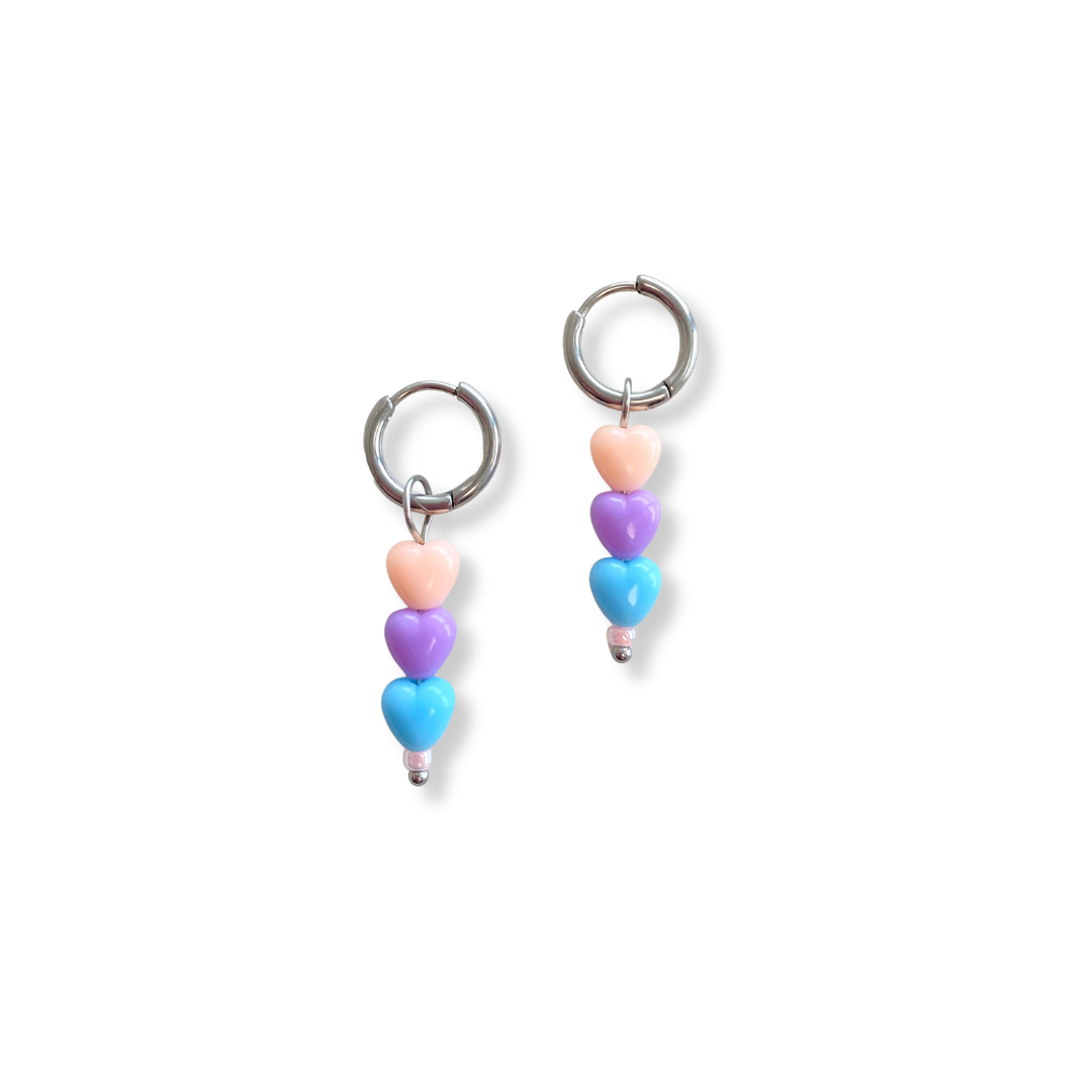 Pendientes Corazones De Ensueño - Plata