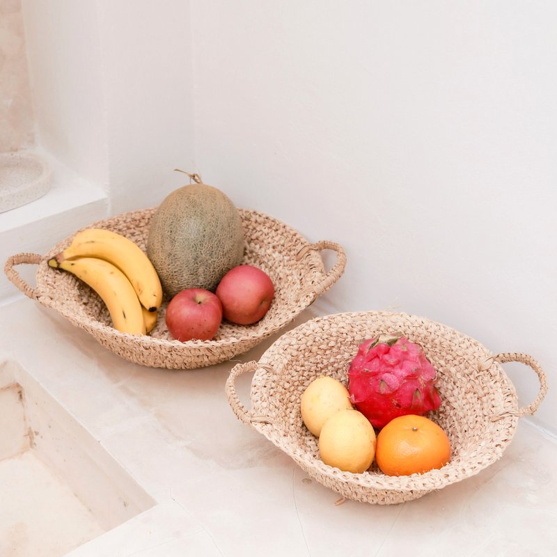 Vævet Raffia skål | Frugtskål lavet af lette naturlige fibre | Brødkurv RAGA (2 størrelser)