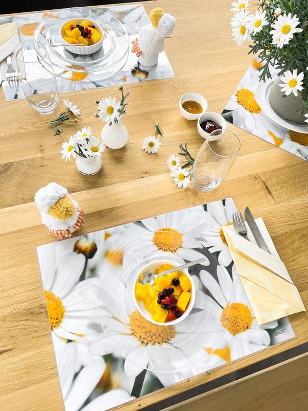 Artipics manteles individuales Margaritas Blancas 4 piezas manteles individuales lavables de plástico cada uno 42 x 30 cm manteles individuales spring fresh decoración de mesa cocina/comedor/invitados