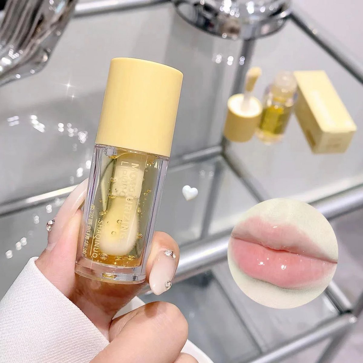 Wasser-Licht-Lipgloss-Feuchtigkeitscreme, transparenter Gelee-Spiegel, Fruchtkristall-Lippenöl, klar, feuchtigkeitsspendend, aufpolsternd, koreanisches Lippenpflege-Make-up