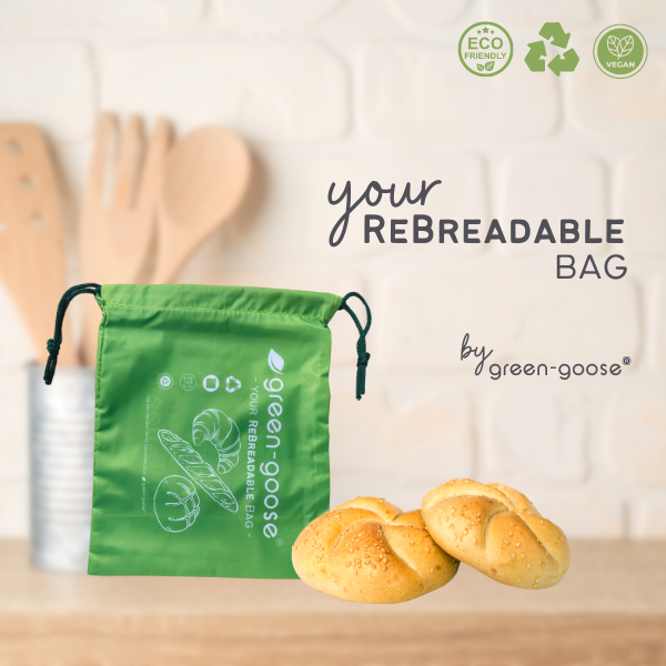 green-goose Sacchetti per panini riutilizzabili in rPet - 2 pezzi - 25x20 cm