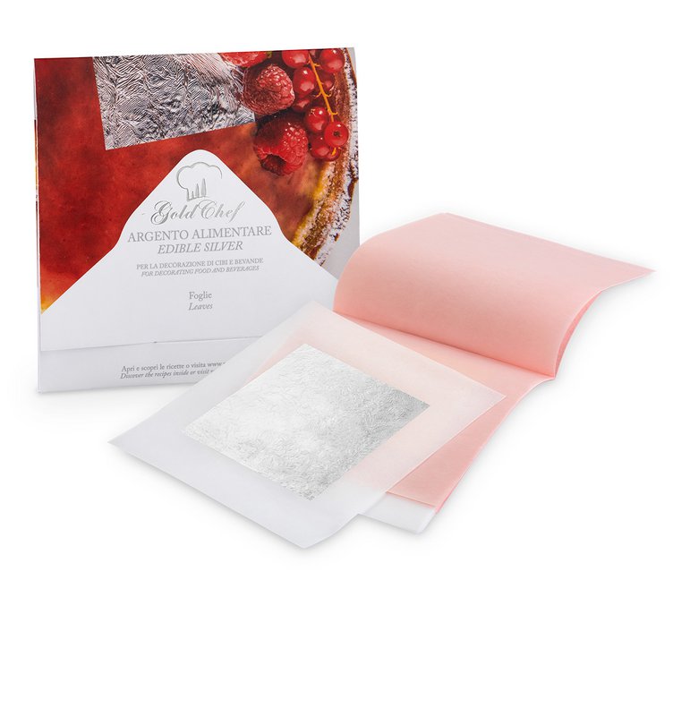 Feuilles d'argent comestibles 50x50mm, 5 feuilles