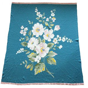 Throw knitted Flower cream / soft pink 100% cotton