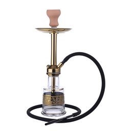 Chicha Complete Shisha Kit met Siliconenslang Keramische Kom, Tang, Mondstuk, Glazen Basis Waterpijp Complete Set Modern Goud