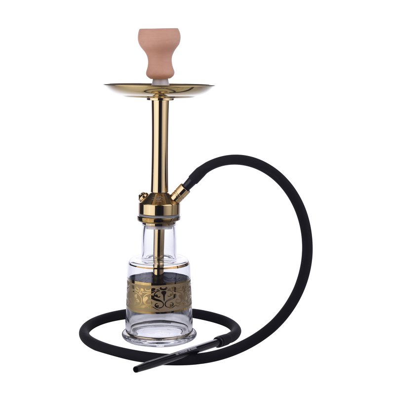 Chicha Complete Shisha Kit met Siliconenslang Keramische Kom, Tang, Mondstuk, Glazen Basis Waterpijp Complete Set Modern Goud