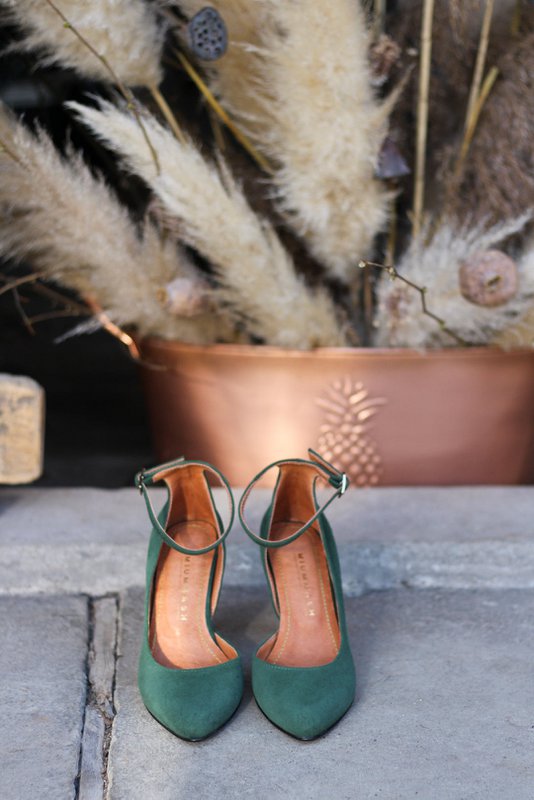 Håndlavede ruskindshæl (8 cm) - Vivienne - Grønne vintagesko 35-42
