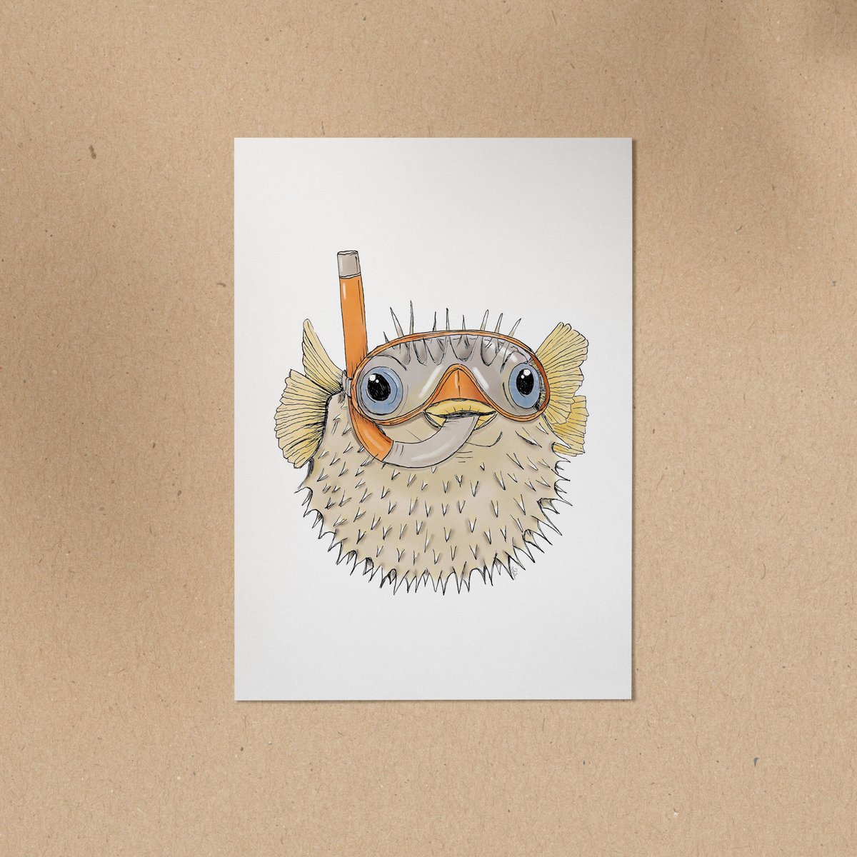 POSTKORT | Pufferfisk Kalle - dykker