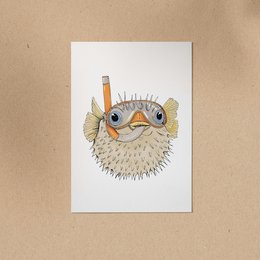 POSTKORT | Pufferfisk Kalle - dykker