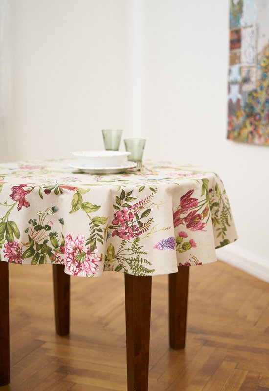 Mantel redondo floral, mezcla de polialgodón, estampado | Botánico
