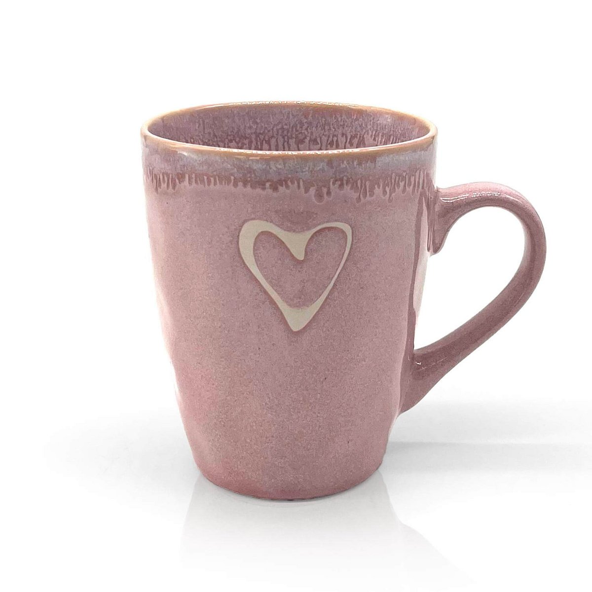 Steengoed mok met handvat "Hart" roze