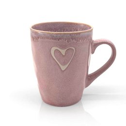 Steengoed mok met handvat "Hart" roze
