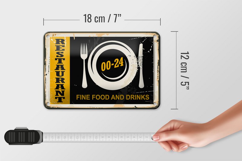 Tin Sign Retro 18x12cm Restaurant Food Fine Food Drinks Decoration