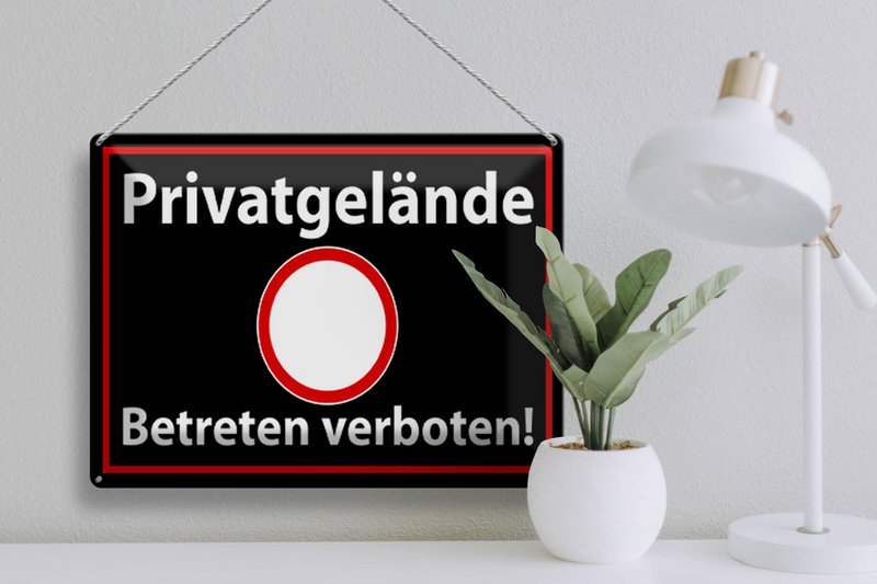 Tin sign notice 40x30cm private property black