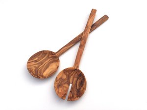 2-piece salad cutlery New York flat & light 26 cm made of olive wood