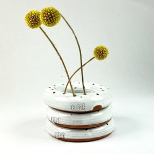 Keramik -Donut | Ikebana | Getrocknete Blumen | Donut | Ton | Handgefertigt