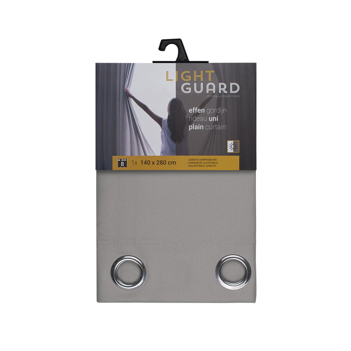Light Guard Kant-en-Klaar Gordijn - Lichtdoorlatend - Lengte aanpasbaar - met ringen - 140x280cm 
