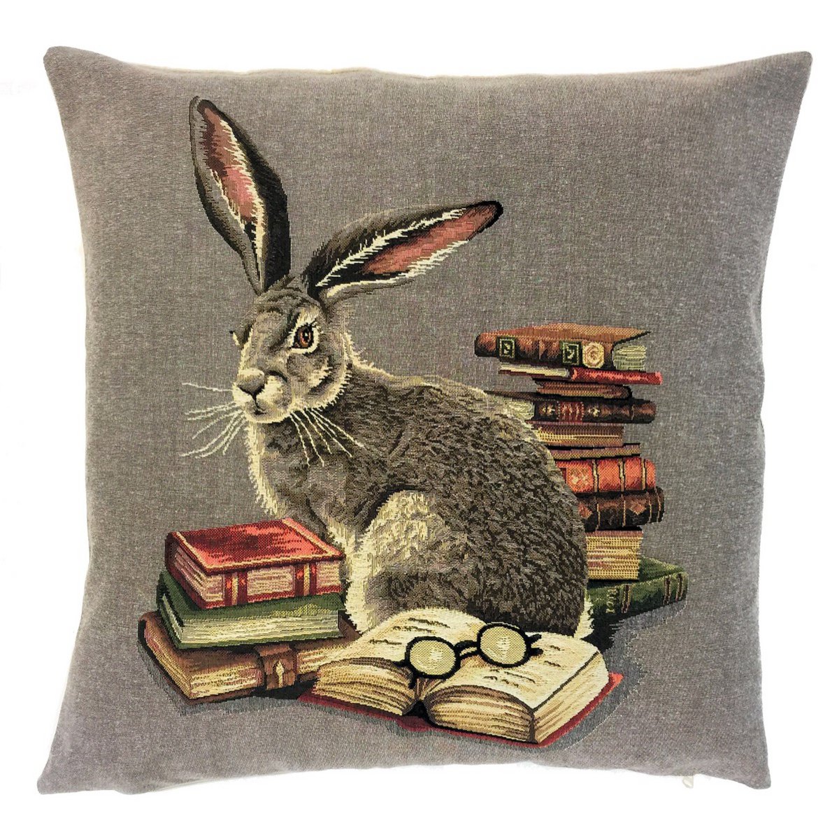 dekorativer Kissenbezug Hase mit Büchern kopieren