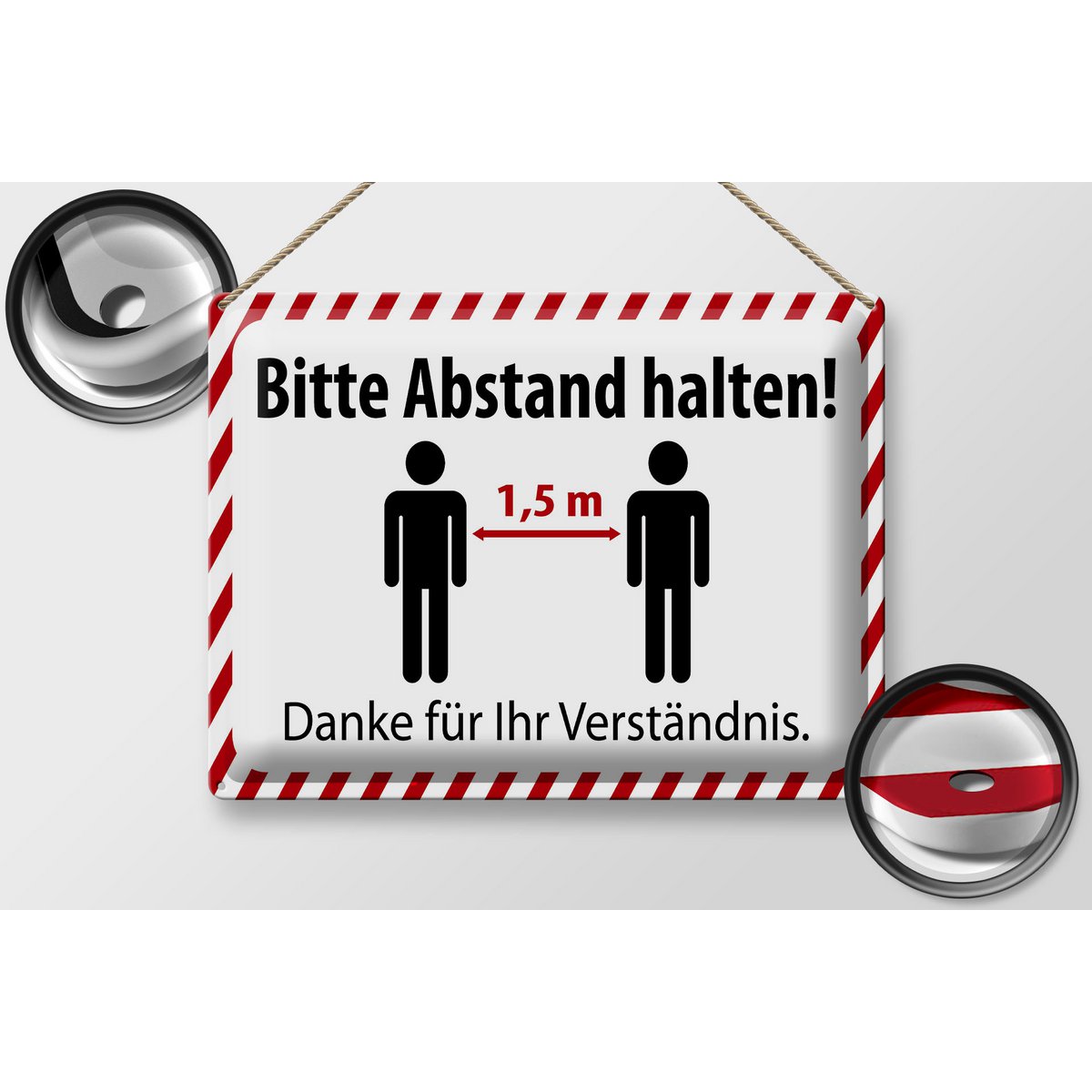 Tin sign note 40x30cm please keep a distance of 1.5 m