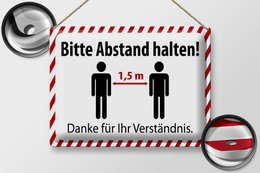 Tin sign note 40x30cm please keep a distance of 1.5 m