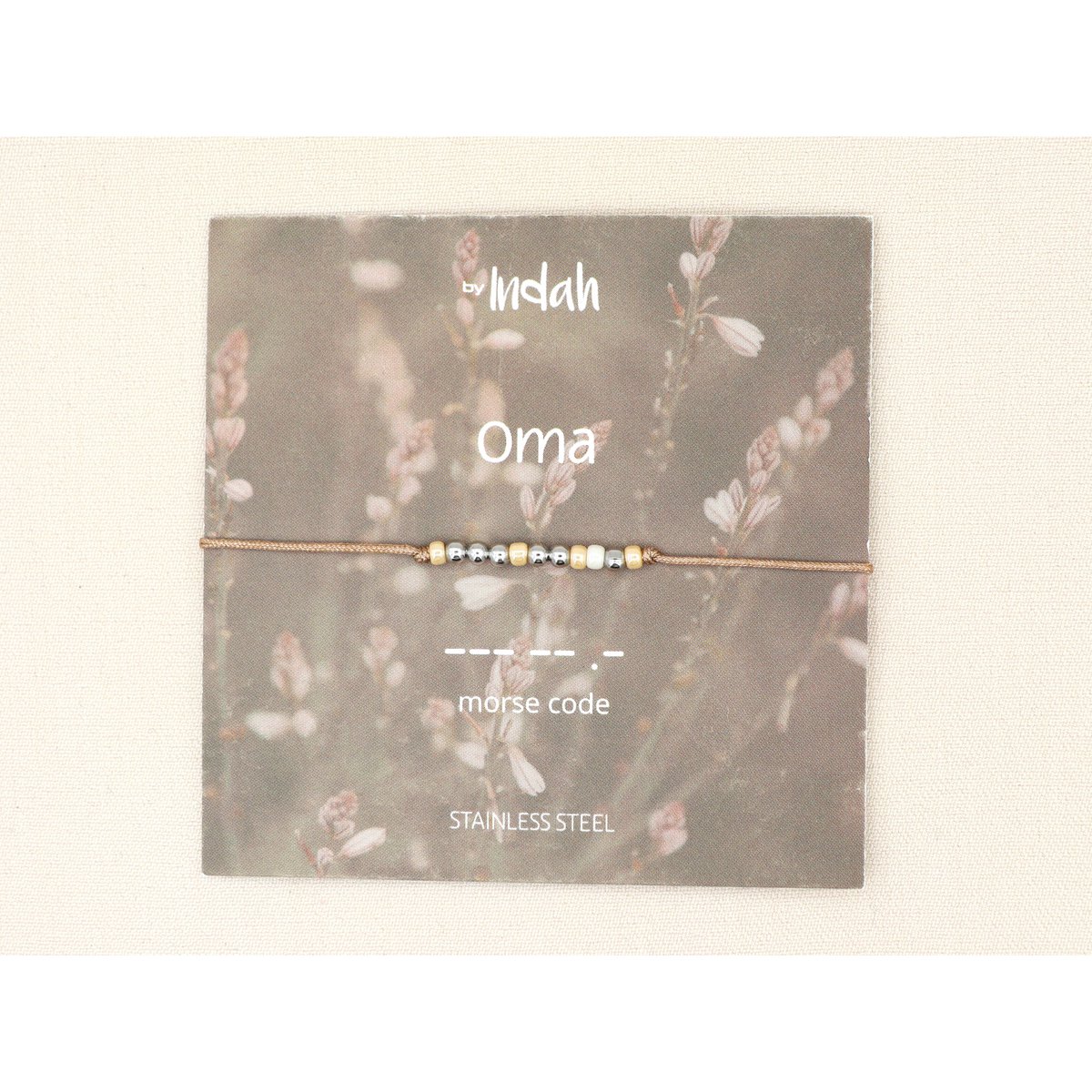 Morse code armband oma, roestvrij staal zilver of goud