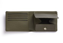 Portafoglio Kaki minimalista con tasca portamonete