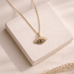 AELYA – Halskette mit schützendem Auge und goldenen Zirkonen