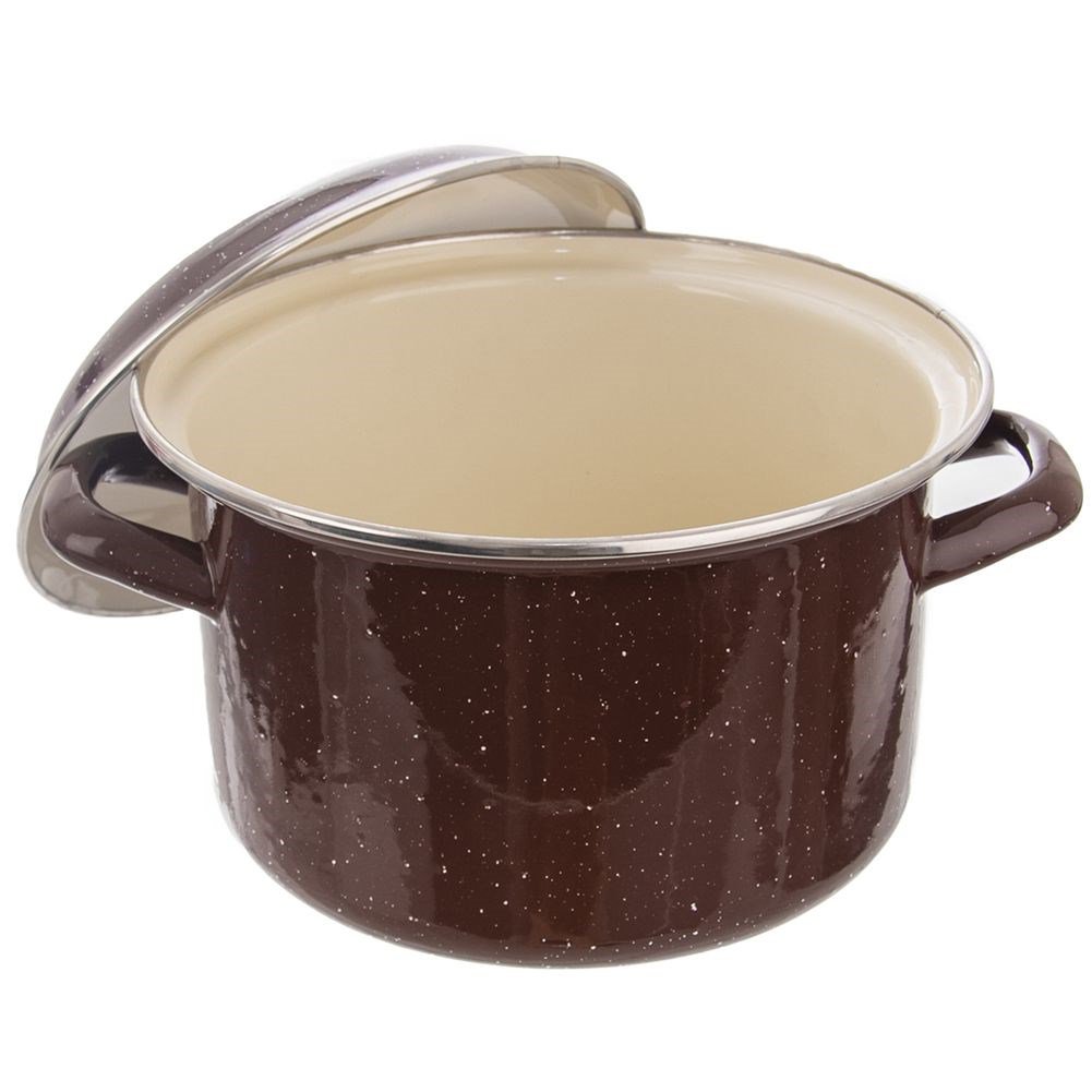 Topf Emaille mit Deckelbraun 20 cm, 3,2 l
