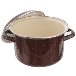 Pot de esmalte con tapa marrón marrón 20 cm, 3.2 l