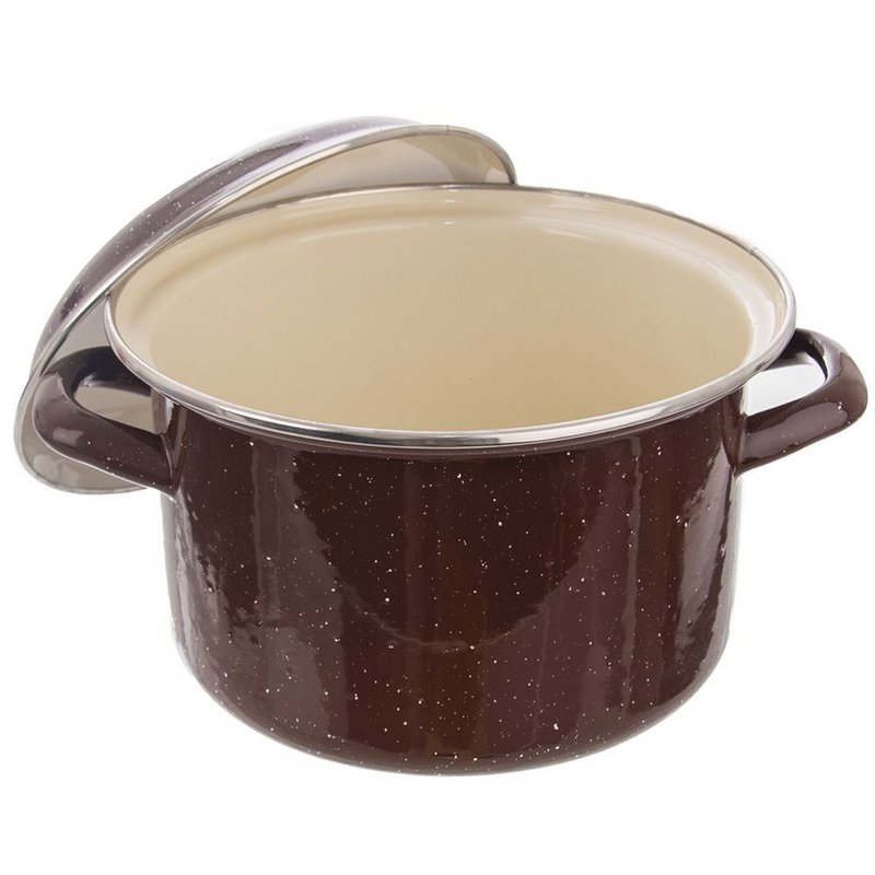 Pot de esmalte con tapa marrón marrón 20 cm, 3.2 l