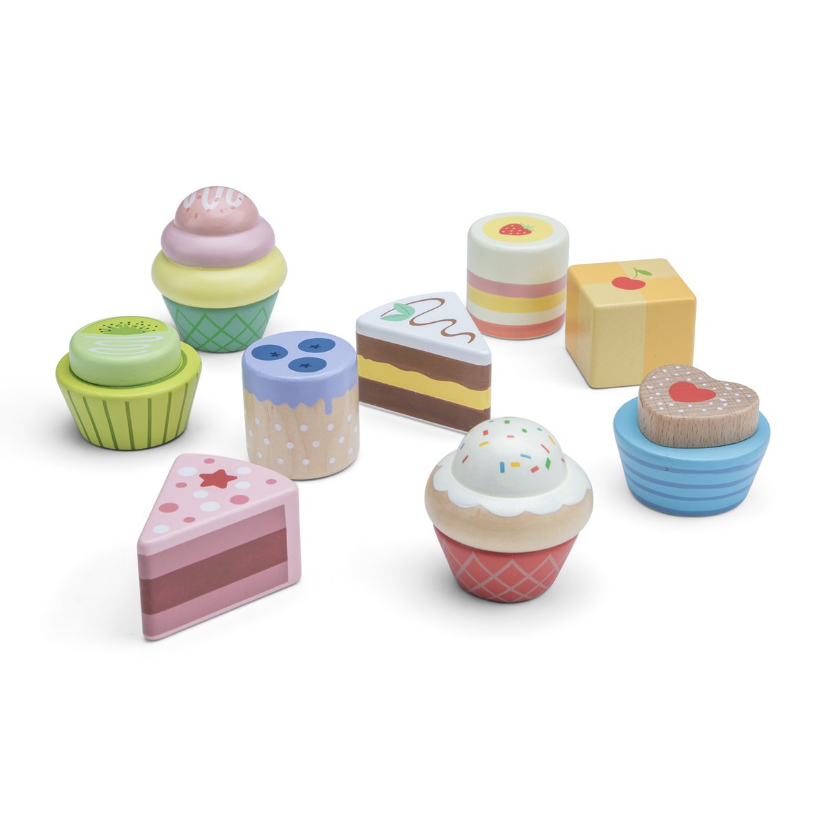 Houten Speelgoed Gebakjes Set - 9 Stuks