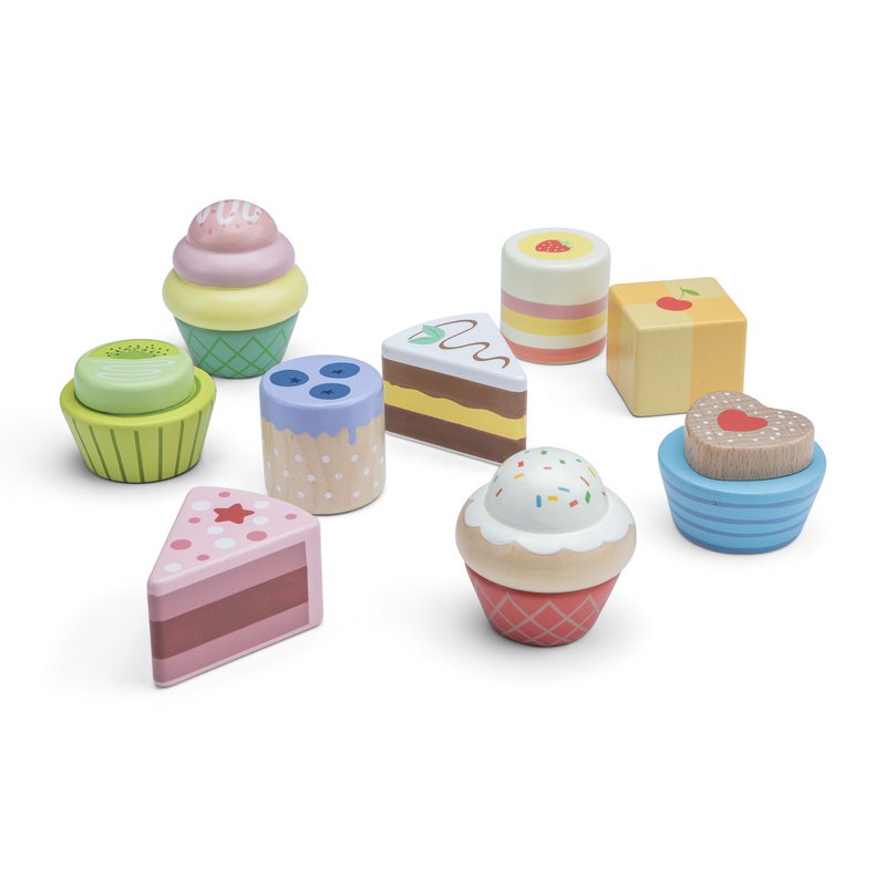 Houten Speelgoed Gebakjes Set - 9 Stuks