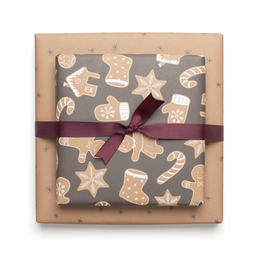 Double-sided wrapping paper Christmas "gingerbread" Christmas cookies in beige and brown made from 100% recycled paper