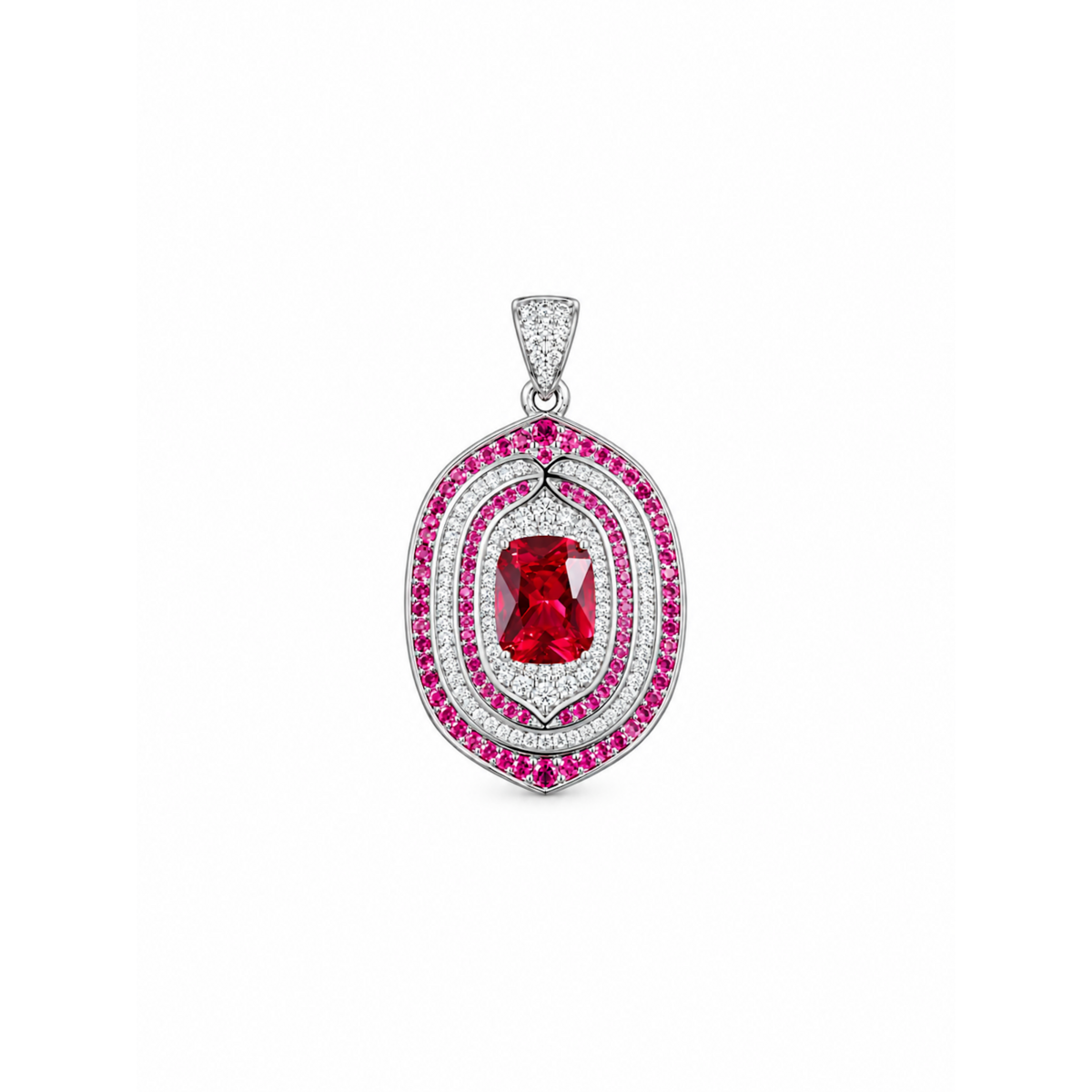 Pendentif fantaisie en cristal halo rouge rubis