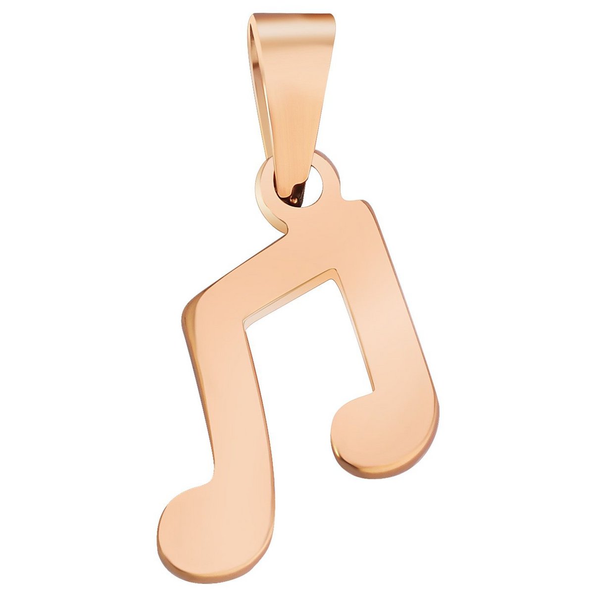 Ciondolo in acciaio inossidabile con accenti, nota musicale, IP oro rosa, color oro rosa