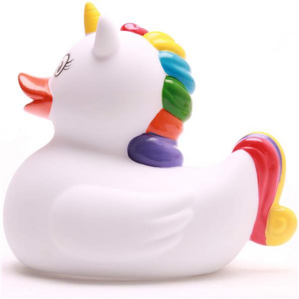 Enhjørning gummiand - hvid - gummiand